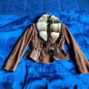 Rabbit lined leather jacket size 8